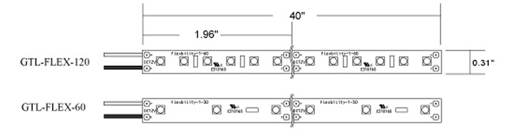 Flex 60 and 120 LED strip mechanical drawing